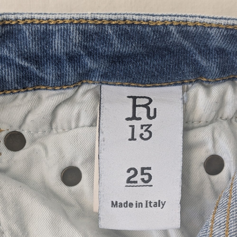 R13 Boy Straight With Rips Cropped Stretch Denim In Jasper Size 25 For Women - Picture 7 of 12